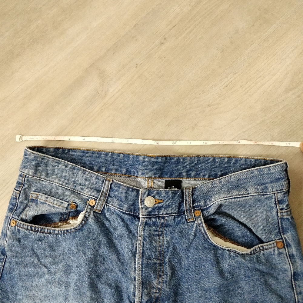 💯 Cotton Men's slim fit low waist blue jean shorts - Picture 4 of 13